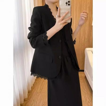 BY11721# 蕾丝拼接小香风西装外套女春季新款韩系温柔风显瘦西服休闲 服裝批發女裝批發服飾貨源