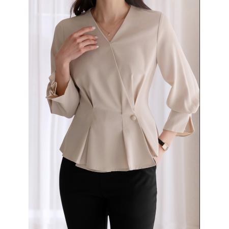 BY11747# 韩版chic春季新款简约淑女气质日常百搭长袖雪纺衫 服裝批發女裝批發服飾貨源