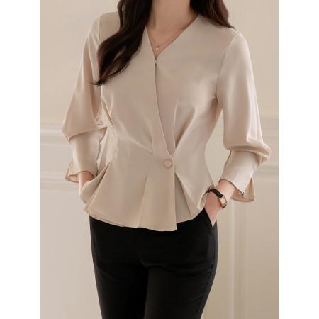 BY11747# 韩版chic春季新款简约淑女气质日常百搭长袖雪纺衫 服裝批發女裝批發服飾貨源
