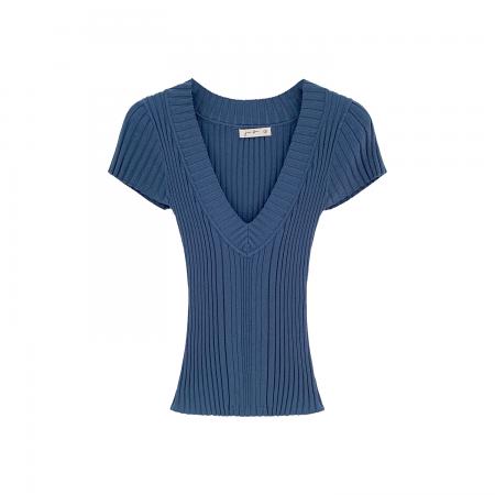 BY11758# 图独特V领短袖针织衫女夏季新款修身显瘦外穿绝美小上衣 服裝批發女裝批發服飾貨源