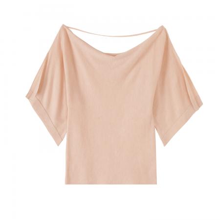 BY11761# 图一字肩荡领纯欲风蝙蝠袖T恤女夏新款温柔韩系短袖上衣 服裝批發女裝批發服飾貨源