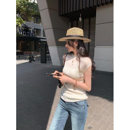 BY11764# 图莱赛尔天丝修身坎肩无袖针织衫女夏季新款韩系漂亮上衣 服裝批發女裝批發服飾貨源