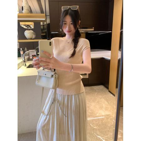 BY11764# 图莱赛尔天丝修身坎肩无袖针织衫女夏季新款韩系漂亮上衣 服裝批發女裝批發服飾貨源