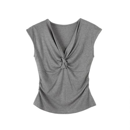 BY11765# 纯欲风扭结V领无袖背心女夏外穿新款设计感独特小众绝美上衣 服裝批發女裝批發服飾貨源