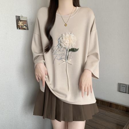 BY11779# 设计感洋气刺绣短袖t恤女夏季大码胖mm遮肚炸街独特漂亮上衣 服裝批發女裝批發服飾貨源