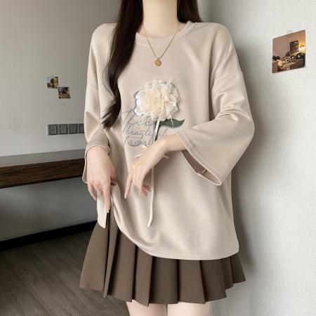 BY11779# 设计感洋气刺绣短袖t恤女夏季大码胖mm遮肚炸街独特漂亮上衣 服裝批發女裝批發服飾貨源