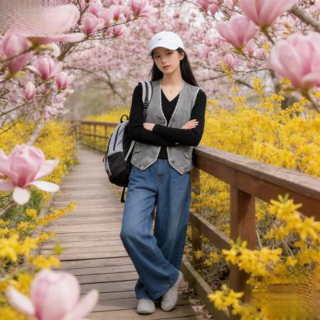 BY11785# 舂秋新品珍珠边V领时尚百搭外搭牛仔背心马甲 服裝批發女裝批發服飾貨源