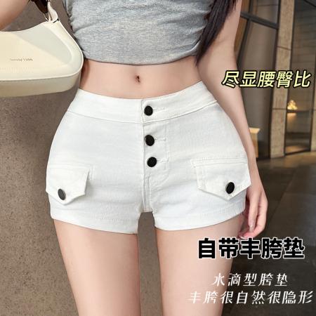 BY11789# 老钱风3色超弹高腰丰胯牛仔短裤女夏季新款高腰显瘦热裤 服裝批發女裝批發服飾貨源