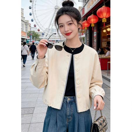 BY11791# 伦敦街头宽松百搭气质慵懒风外套女春季新款拼接上衣 服裝批發女裝批發服飾貨源