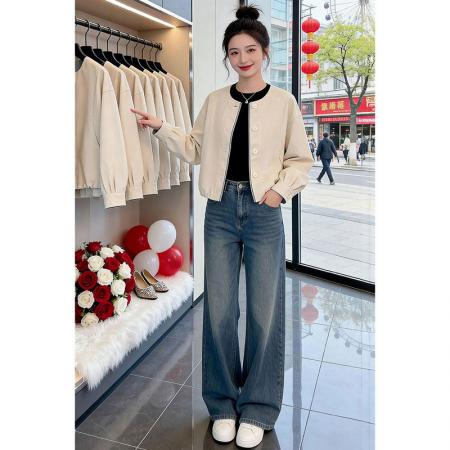 BY11791# 伦敦街头宽松百搭气质慵懒风外套女春季新款拼接上衣 服裝批發女裝批發服飾貨源