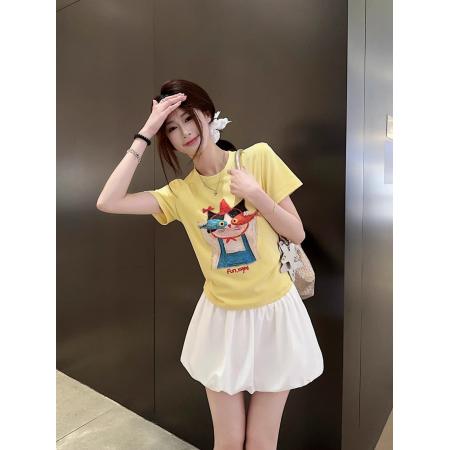 BY11798# 春夏新款纯棉正肩短袖T恤女印花 服裝批發女裝批發服飾貨源