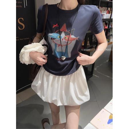 BY11798# 春夏新款纯棉正肩短袖T恤女印花 服裝批發女裝批發服飾貨源