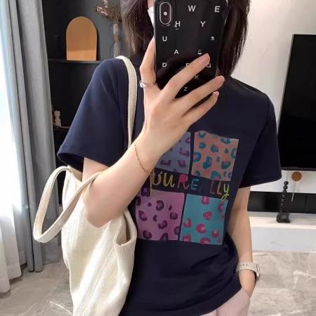 BY11799# 纯棉-春夏装短袖T恤女韩版印花 服裝批發女裝批發服飾貨源
