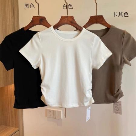 BY11801# 正肩短袖t恤女装夏季新款设计感小众美式欧货小衫辣妹上衣 服裝批發女裝批發服飾貨源