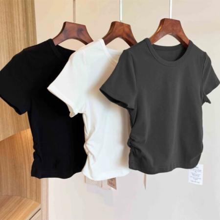 BY11801# 正肩短袖t恤女装夏季新款设计感小众美式欧货小衫辣妹上衣 服裝批發女裝批發服飾貨源