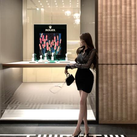 BY11815# V领假两件拼接长袖连衣裙修身高腰显瘦不规则包臀裙短裙 服裝批發女裝批發服飾貨源