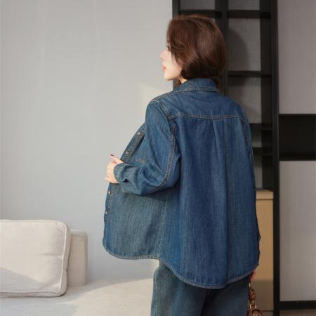 BY11820# 叠穿内搭复古港风衬衣外套女春季长袖牛仔衬衫上衣设计感 服裝批發女裝批發服飾貨源