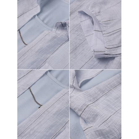 BY11838# 假两件浅短袖衬衫女夏新款背心叠穿两件套 服裝批發女裝批發服飾貨源