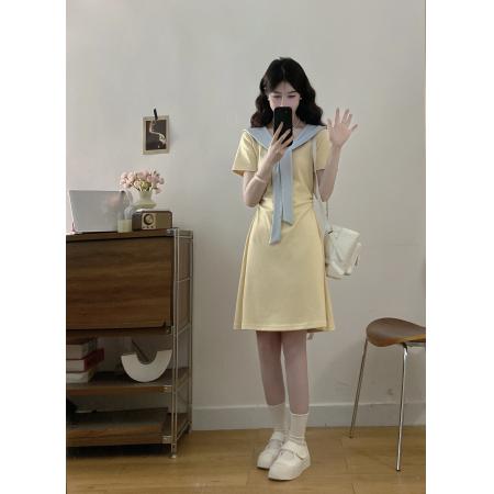 BY11853# 大码女装胖mm显瘦蓝色披肩收腰连衣裙 服裝批發女裝批發服飾貨源