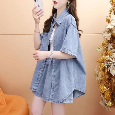 BY11854# 夏季原版好质量大码复古甜辣风牛仔套装两件套女 服裝批發女裝批發服飾貨源