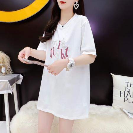 BY11859# 夏季潮牌棉大码重工刺绣钉珠短袖T恤女 服裝批發女裝批發服飾貨源