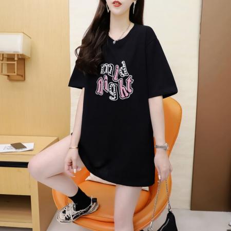 BY11859# 夏季潮牌棉大码重工刺绣钉珠短袖T恤女 服裝批發女裝批發服飾貨源