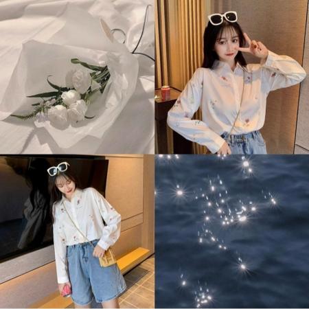 BY11869# 新款女装春秋装女新款气质衬衫碎花上衣女长袖新款可爱小清新 服裝批發女裝批發服飾貨源