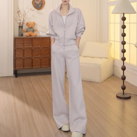 BY11874# 韩系chic高级感套装春秋时尚减龄休闲运动卫衣阔腿裤两件套 服裝批發女裝批發服飾貨源