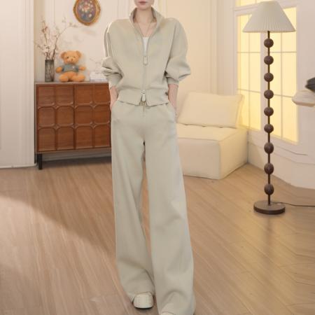 BY11874# 韩系chic高级感套装春秋时尚减龄休闲运动卫衣阔腿裤两件套 服裝批發女裝批發服飾貨源