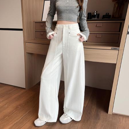 BY11877# 春夏新款宽松休闲阔腿裤天丝亚棉垂感棉麻直筒裤子 服裝批發女裝批發服飾貨源