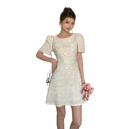 BY11878# 新款法式复古重工亮片刺绣短袖修身时尚连衣裙 服裝批發女裝批發服飾貨源