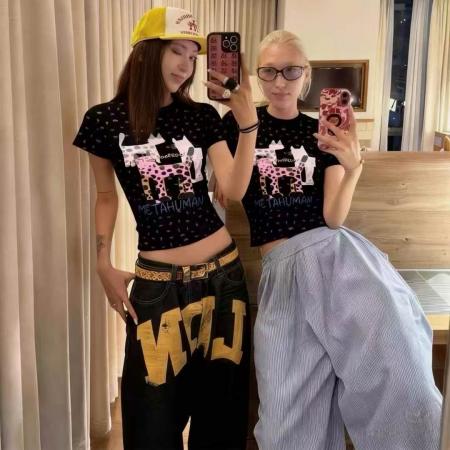 BY11884# 酷辣甜美可爱豹纹猫春夏新ins潮韩日系ootd纯棉减龄街头度假T 服裝批發女裝批發服飾貨源