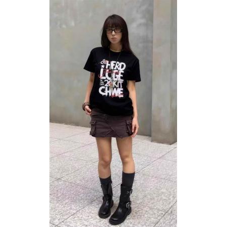 BY11886# 酷辣妹字母时尚T恤春夏新ins潮牌原版百搭通勤常规暗黑街头飒 服裝批發女裝批發服飾貨源