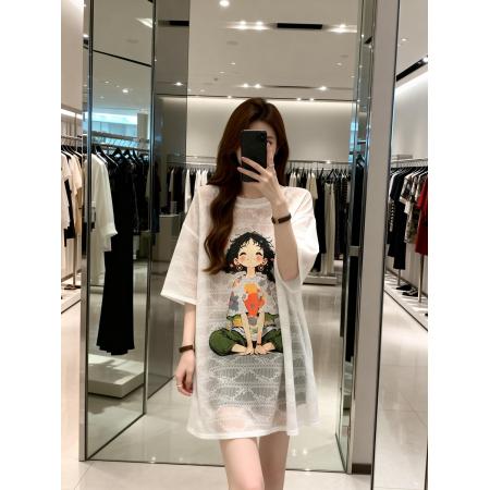 BY11900# 夏季新款圆领透气印花卡通T恤女大码宽松百搭休闲上衣 服裝批發女裝批發服飾貨源