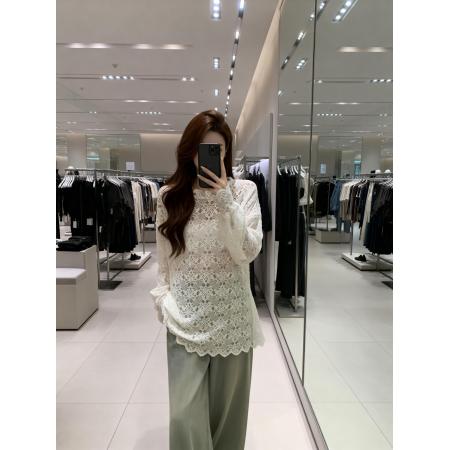 BY11907# 春季新款花边领时尚百搭长袖蕾丝衫女大码宽松休闲上衣 服裝批發女裝批發服飾貨源