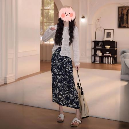 BY11915# 洋气衣服女春夏薄款镂空防晒长袖针织开衫百搭半身裙气质套装 服裝批發女裝批發服飾貨源