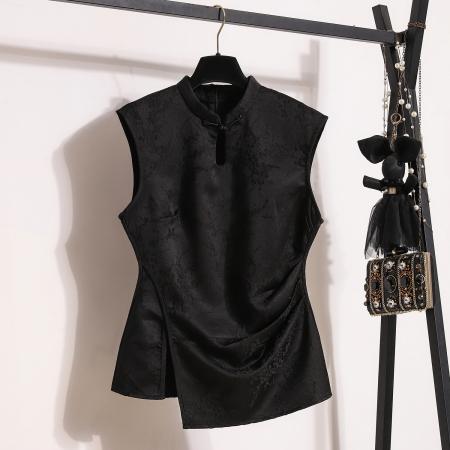 BY11920# 大码女装夏季新中式国风套装修身盘扣衬衫上衣高腰半身裙 服裝批發女裝批發服飾貨源