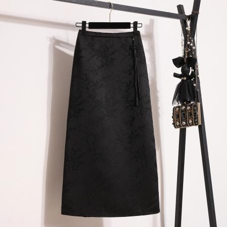 BY11920# 大码女装夏季新中式国风套装修身盘扣衬衫上衣高腰半身裙 服裝批發女裝批發服飾貨源