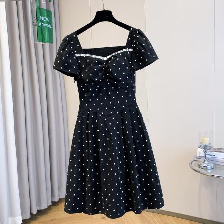 BY11923# 大码女装夏季新款气质修身显瘦百搭波点印花连衣裙 服裝批發女裝批發服飾貨源