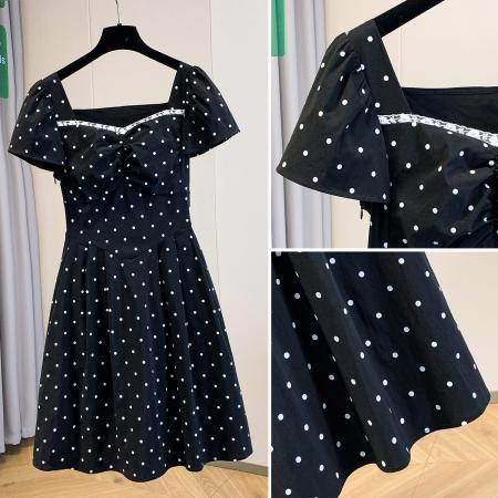 BY11923# 大码女装夏季新款气质修身显瘦百搭波点印花连衣裙 服裝批發女裝批發服飾貨源