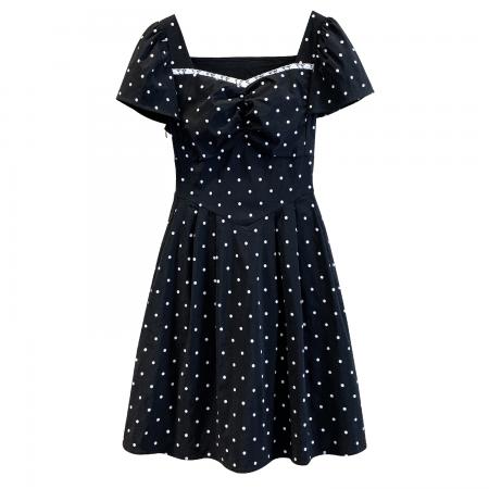 BY11923# 大码女装夏季新款气质修身显瘦百搭波点印花连衣裙 服裝批發女裝批發服飾貨源