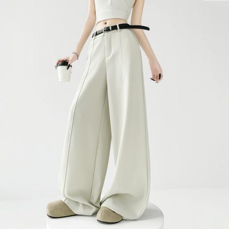 BY11928# 高级感西装裤女夏季薄款高腰显瘦宽松休闲直筒垂感拖地阔腿裤 服裝批發女裝批發服飾貨源