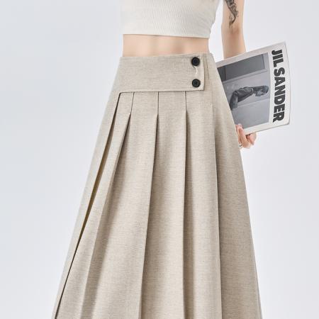 BY11932# 不规则西装百褶半身裙女夏季新款高腰显瘦中长款A字大摆伞裙 服裝批發女裝批發服飾貨源