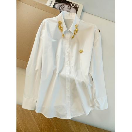 BY11935# 春季时尚潮流小众高级感百搭钉珠长袖衬衫衬衣女 服裝批發女裝批發服飾貨源