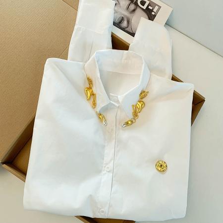 BY11935# 春季时尚潮流小众高级感百搭钉珠长袖衬衫衬衣女 服裝批發女裝批發服飾貨源