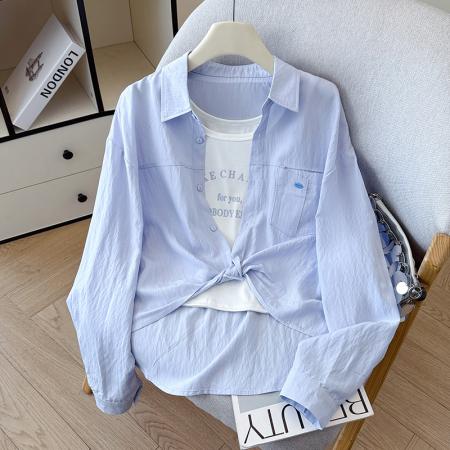 BY11963# 春季新款学院风背心两件套高腰衬衣不规则设计感衬衫套装 服裝批發女裝批發服飾貨源