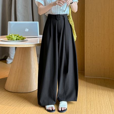 BY11967# 春夏新款显瘦工装长裤设计感高腰宽松大摆阔腿休闲裤女 服裝批發女裝批發服飾貨源