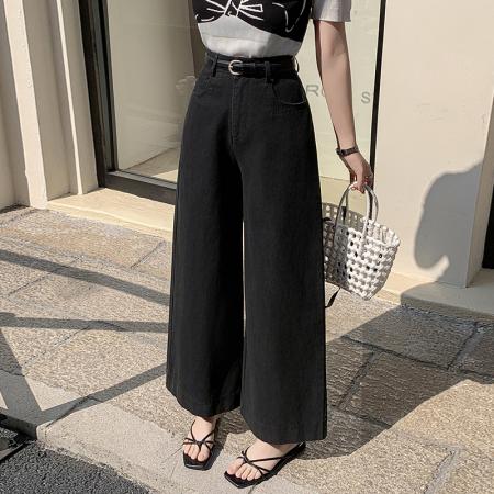 BY11969# 阔腿裤女春夏新款高腰显瘦设计感高腰长裤宽松阔腿九分休闲裤 服裝批發女裝批發服飾貨源