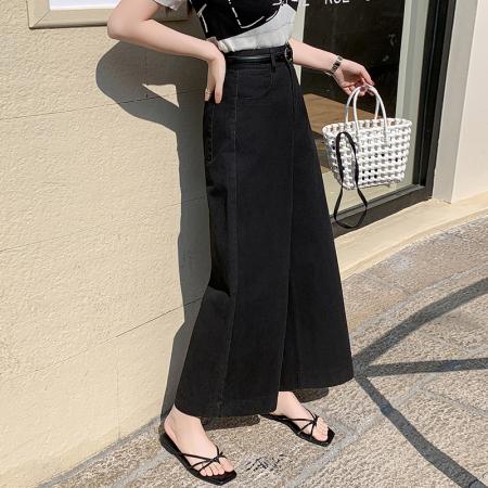 BY11969# 阔腿裤女春夏新款高腰显瘦设计感高腰长裤宽松阔腿九分休闲裤 服裝批發女裝批發服飾貨源