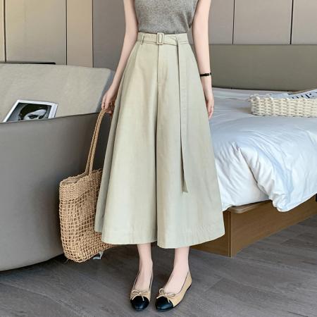 BY11972# 春夏新款显瘦设计感高腰7分裤宽松大摆阔腿A字裙裤休闲裤女 服裝批發女裝批發服飾貨源